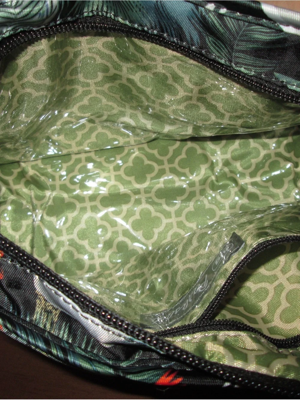 Lug Tropical Parrot Print Cosmetic Pouch - Black with Multicolor Print